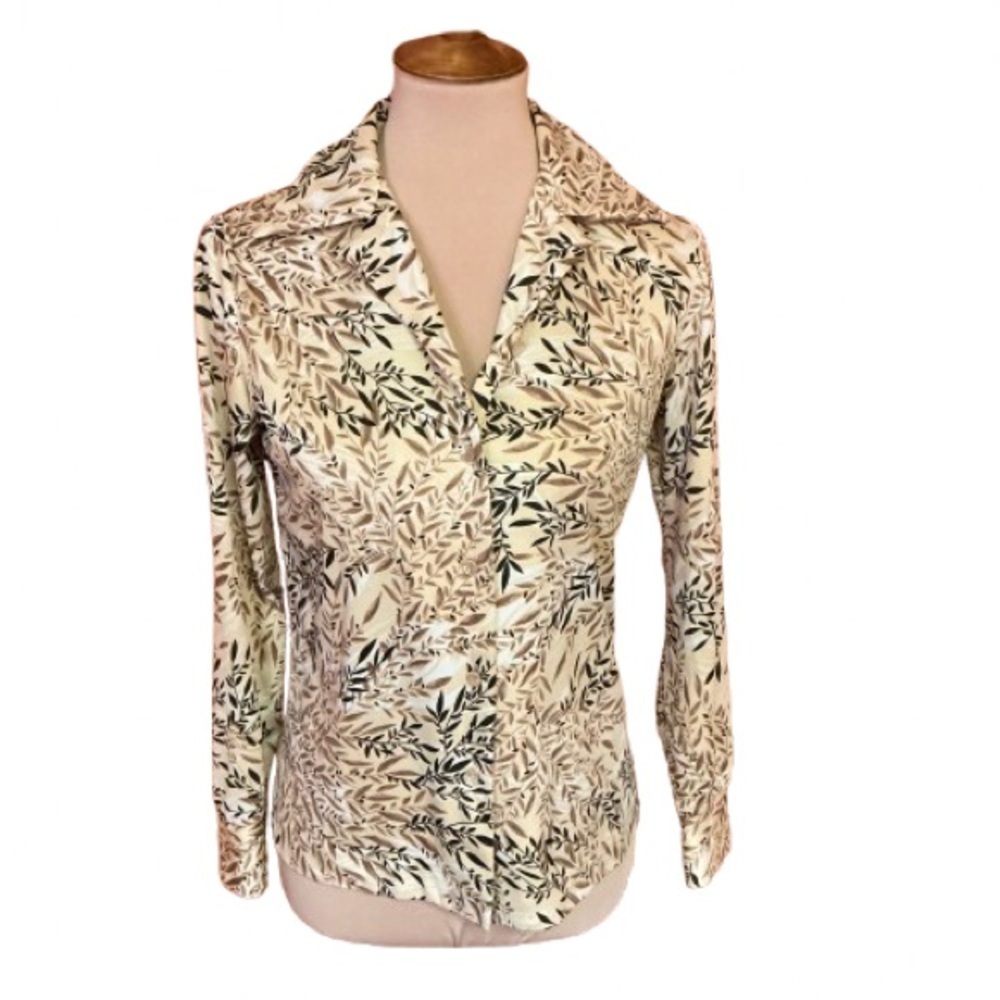 Vintage 70s leaves polyester shirt